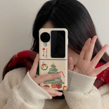 ins韓風可愛圣誕樹適用于OPPO findn3flip手機殼折疊屏oppoFind N2flip個性貼皮N3 flip保護套女款