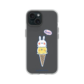 iPhone 15 Clear 透明 - 懶散兔與啾先生 Lazy Rabbit and Mr.Chu - 冰淇淋