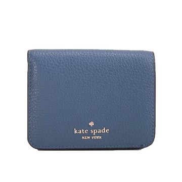KATE SPADE Lena荔枝皮革對扣式零錢包短夾(軍藍色)