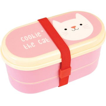 《Rex LONDON》餐具+雙層兒童便當盒-貓咪-- 環保餐盒 保鮮盒 午餐盒 飯盒