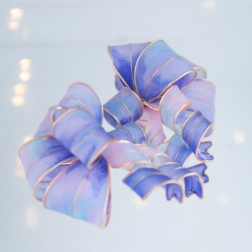 Blush Lilac Ribbon 耳針 粉 × 淡紫