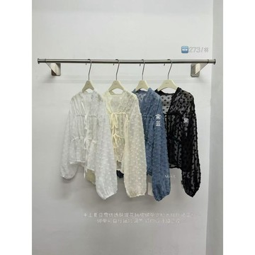 【太妮絲NN90】現貨 韓系 花朵 綁帶 罩衫 夏季 外套 小外套 雪紡 緹花 抽繩 防曬襯衫 防曬外罩 透視感 綁帶