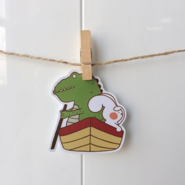 恐龍划船小防水貼紙 SS0004