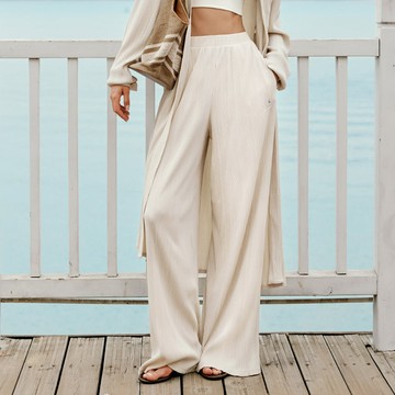 Ohsunny 女士高腰寬鬆褲闊腿褲防氯面料防曬防紫外線長褲 UPF50+