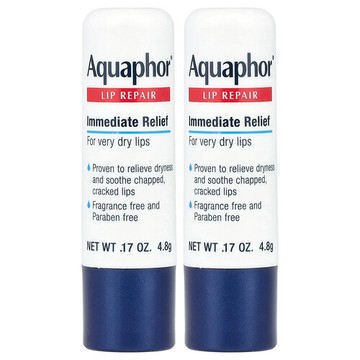 Aquaphor, 脣部修復棒，即時舒緩，2 條，0.17 盎司（4.8 克）