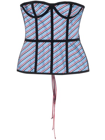 Thom Browne - multi-panel corset top - women - Silk/Cotton/Cotton/Silk - 40 - 460 MEDIUM BLUE