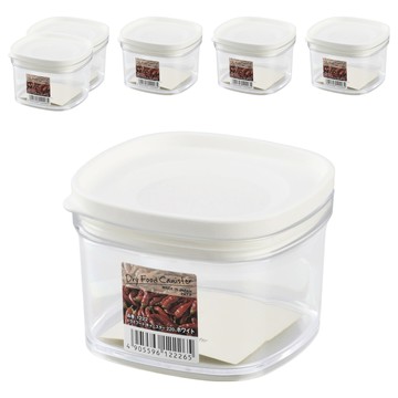 inomata 非玻璃密封罐 220ml - 白色 日本製造 乾糧儲物罐  6個  上蓋 + 盒身