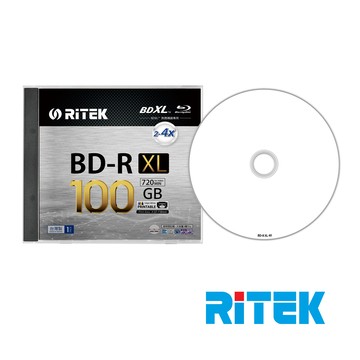 RIDATA RITEK 4x BD-R XL 100GB 珍珠白可列印式/單片盒裝3入