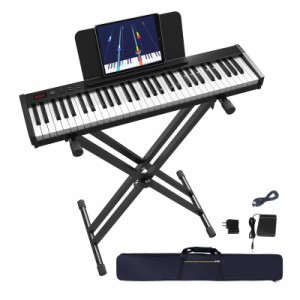 KONIX 61 Keys Keyboard Piano with Semi-weighted Keys  Keyboard Stand Portable Electronic Keyboard Piano Support MIDI USB In