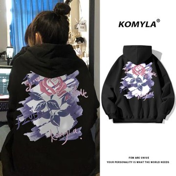 hiphop潮牌涂鴉高街連帽衛衣女甜酷初秋薄款寬松外搭顯瘦情侶上衣