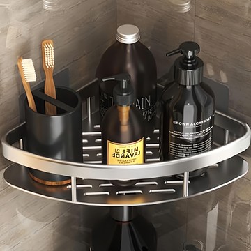 加厚款三角架 無痕貼片 銀色 浴室收納 轉角置物架  1個