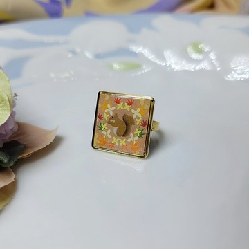 秋分 節氣花磚 手作 戒指 徽章 別針