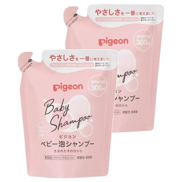 pigeon 貝親 洗髮慕斯補充包 粉色花香  300ml  2包