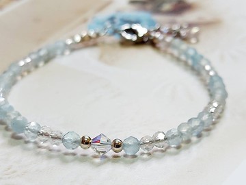 天空之鏡 │ 天然海水藍寶水晶  │ 925純銀手環