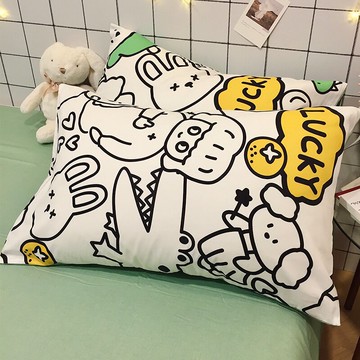 純棉卡通枕套一對裝48x74cm夏季全棉單人枕頭套枕芯內膽套枕頭罩