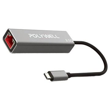 POLYWELL 寶利威爾 Type-C 2.5G 外接網卡 乙太網路卡 USB3.1 Type-C轉RJ45  PW15-T02-A012  1個