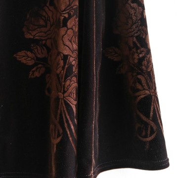 【蛋植物古著】煙型花影壓紋天鵝絨古著裙