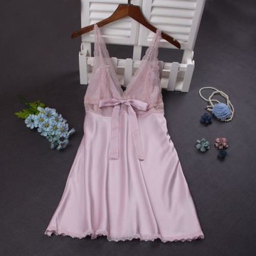 女吊帶睡裙冰仿真絲綢夏蕾絲性感韓版誘惑睡衣大碼家居服短裙可愛