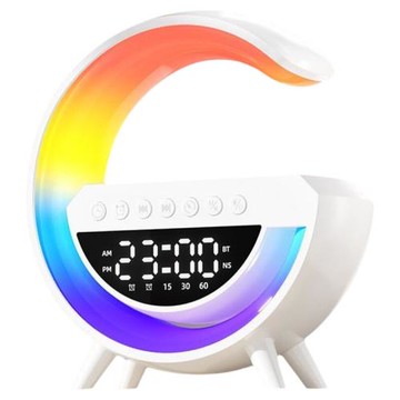 2024藍牙音箱無線充電多功能氛圍小夜燈鬧鐘生日臺燈音響噪音音質
