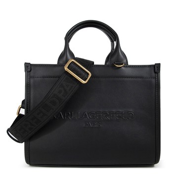 KARL LAGERFELD KRISTINA 大LOGO黑色素面皮革兩用包