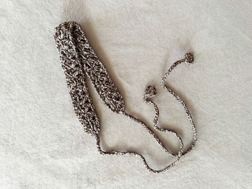 六角花 / 編織髮帶 麻咖啡色 綁帶長度可客製