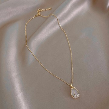 貓眼石項鏈女ins潮氣質吊墜小眾設計高級感鎖骨頸鏈網紅脖子飾品