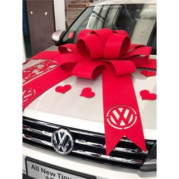 汽車交車提車儀式大蝴蝶結4s店展廳展車布置大紅花球陪嫁妝車裝飾