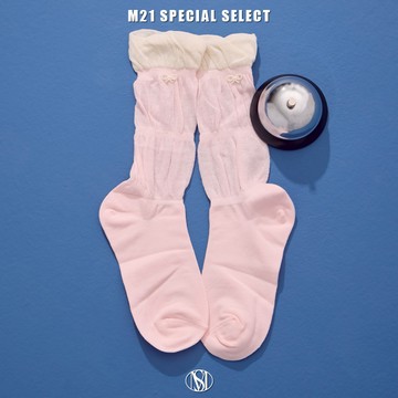 MISS 21 The Ribbon! 迷你珍珠小蝴蝶結造型堆堆泡泡襪－粉