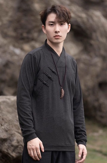 中式復古 盤扣V領寬鬆上衣