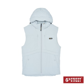 【5th STREET】 男裝 羽絨背心 背心外套 連帽背心 灰色 (550043)