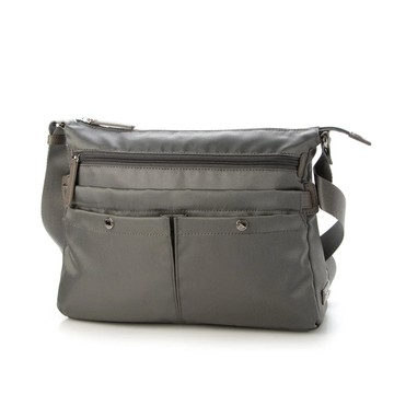 LA BAGAGERIE 雙口袋方形斜背包（中/灰）_廠商直送