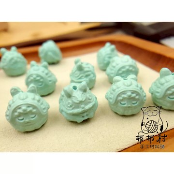 蒙松石醒獅兔子 串珠 散珠 穿搭手鍊配件 文藝飾品配件 文玩小物J10