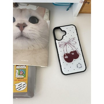 桃園出貨.像素櫻桃適用蘋果16PROMAX13手機殼iPhone15/14x12/11黑邊7p小眾