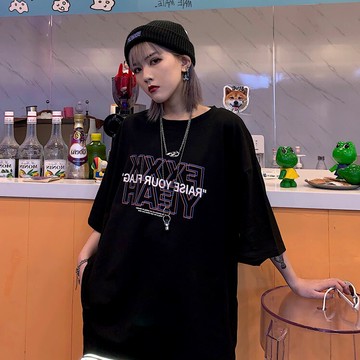 網紅t恤女ins超火夏裝暗黑風嘻哈蹦迪短袖韓版原宿寬松半袖上衣服