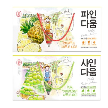 韓味不二 韓國100%純果汁禮盒100ml*20入(鳳梨蘋果/葡萄蘋果)