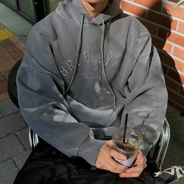 【PORY STORE】 實拍 🇰🇷韓國 BROOKLYN 刺繡 刷毛加厚 水洗 重磅帽t 水洗帽t 大學t 長袖上衣