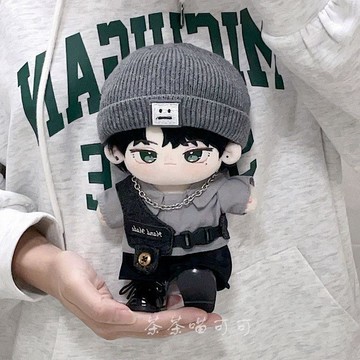 臺灣出貨 20cm娃衣 灰襯衫鈕釦馬甲帥酷機車服 男娃衣服 棉花娃娃衣服 胖胖體可穿 娃衣 娃娃裝 娃娃衣服