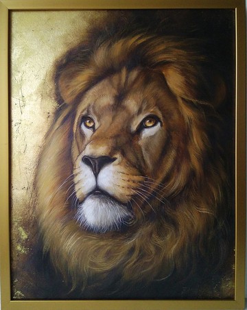 金獅肖像油畫