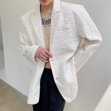 高級感西裝外套男個性創意壓褶設計感男裝復古港味寬松發型師西服