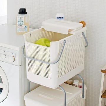 日製多功能可層疊手提洗衣籃(附蓋) 單一規格