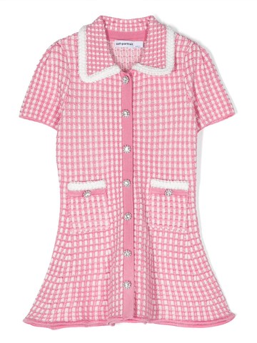 Self-Portrait Kids - checkered buttoned flared dress - kids - Viscose/Polyester - 8-10 - PINK