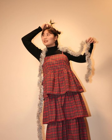 Merry Christmas - 細肩帶抽褶洋裝