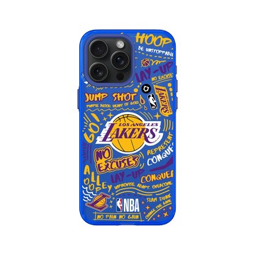 iPhone 15 Pro Max Clear 激光藍 - NBA - 塗鴉系列-洛杉磯湖人 L.A. Lakers - Graffiti
