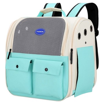 POGGU 貓包雙肩太空包/外出便攜貓背包/透氣寵物包 3面通風  綠色  1個  37 x 26 x 37cm