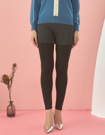 ★【喜芝梅】城市祕語 精緻壓紋貼身顯瘦假兩件式褲裙(黑色；M-3L) 224060765