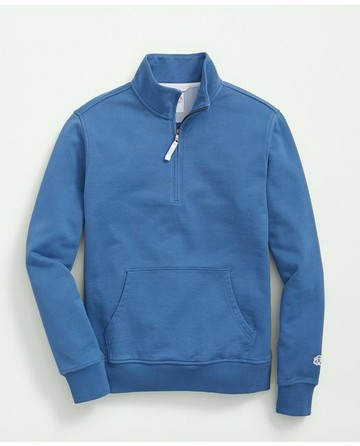 Brooks Brothers Men's Cotton French Terry Half-Zip Sweatshirt | Blue | Size XS