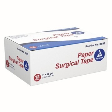Medical Tape 1 Inch X 10 Yard, White, 12 Count by Dynarex