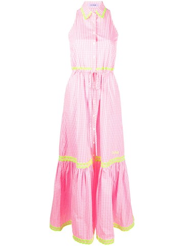 MC2 Saint Barth - check-print long dress - women - Cotton - M - Pink