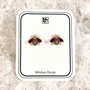 比比趣味嚴選系列-嗡嗡嗡-酒紅-純銀耳針