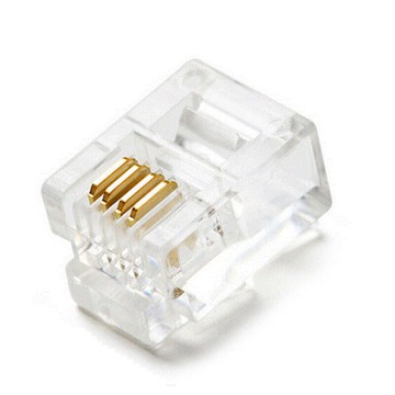 鍍金三叉水晶頭 電話線 接頭6P4C RJ11 Cat 5e STP FTP『1顆』【DD303】  123便利屋